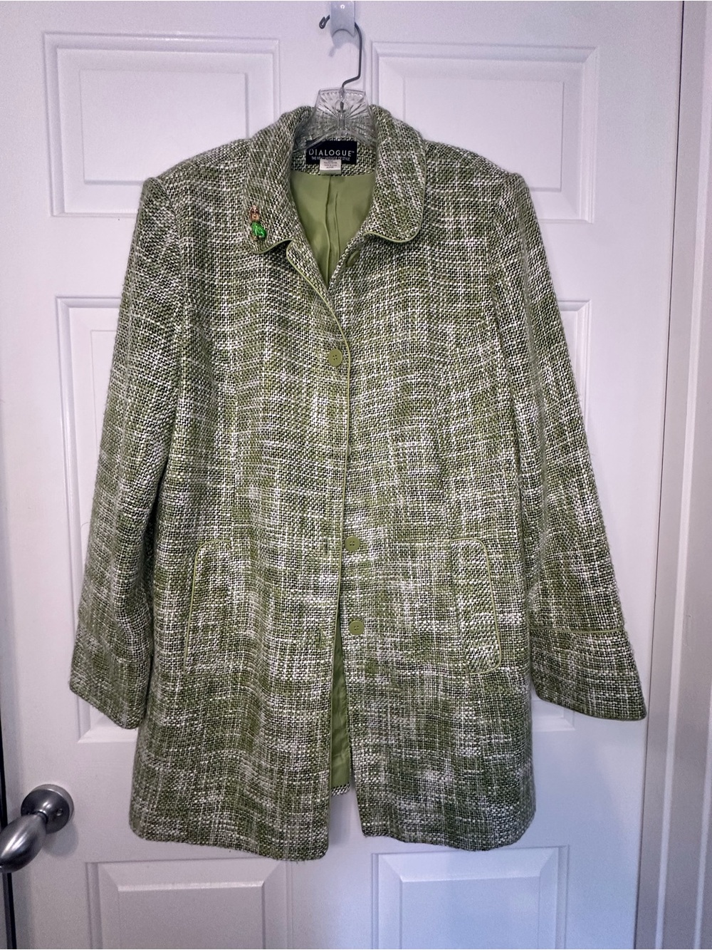 Dialogue Lime Green Textured Car Coat Women’s 14